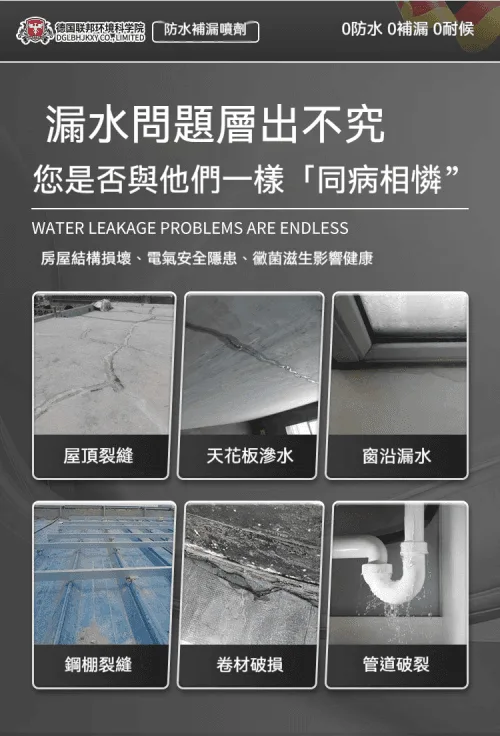 【2026全新升級12.0德國防水補漏噴劑】外墻屋頂裂縫【強效修補】防水塗料堵漏房屋樓頂漏防水墻面修補膏 - 4